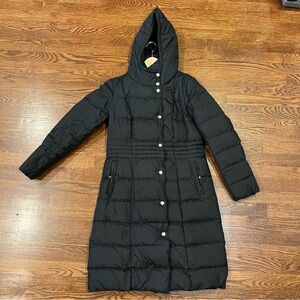 Cole Haan Black Hooded Puffer Coat